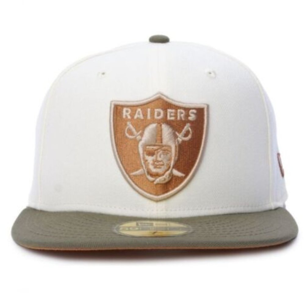 New Era Las Vegas Raiders Chrome Pack 59FIFTY Fitted Hat Off White / Olive